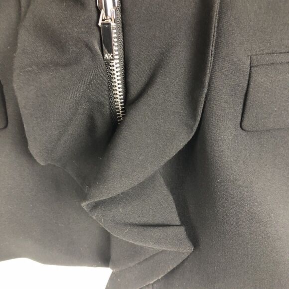 Anne Klein Blazer Womens 8 Black Notch Collar Ruffle Hidden Zipper Shoulder Pad - Picture 4 of 7
